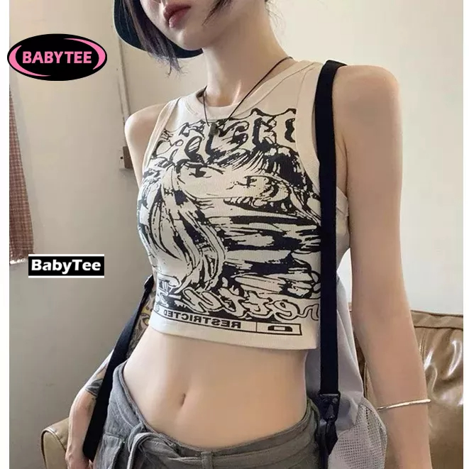 Áo Croptop ôm body nữ BA LỖ TRUYỆN TRANH cổ tròn BABY TEE, Áo thun crt kiểu sexy in chất gân đẹp