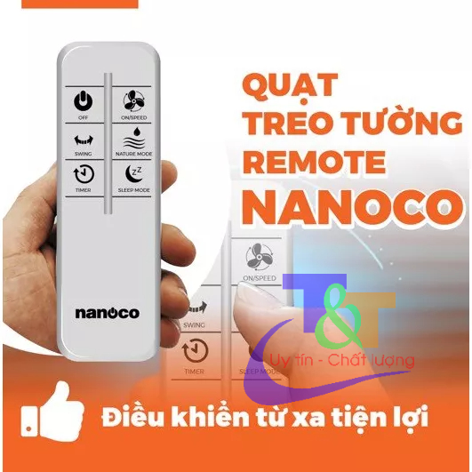 Quạt treo tường có remote Nanoco NWF1612RC-BE