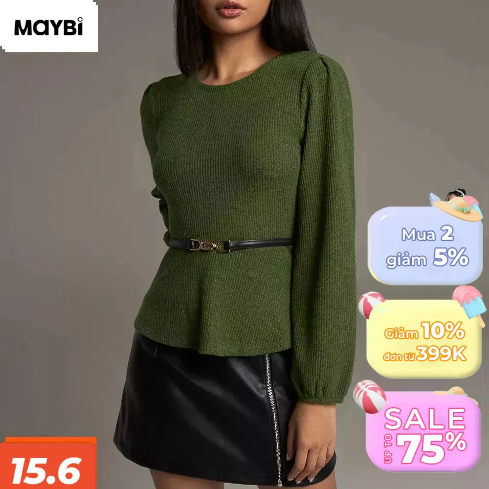Áo Maybi peplum thun tay dài (không kèm belt)