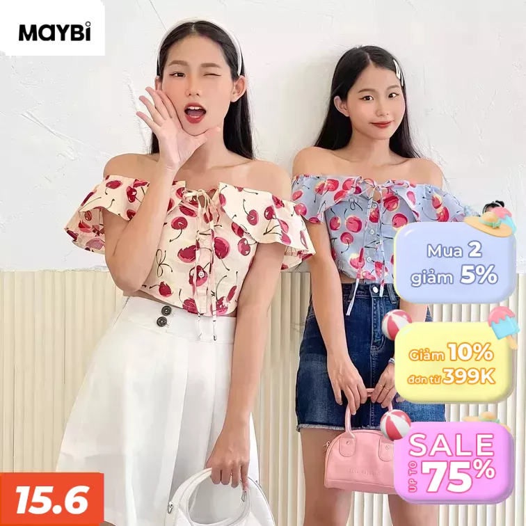 Áo Maybi ôm cotton in tay bèo