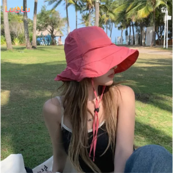 Mũ ngư dân mỏng mùa hè chống nắng thoáng khí nhanh khô phong cách Hàn Quốc, Mũ lõm-lồi có dây rút