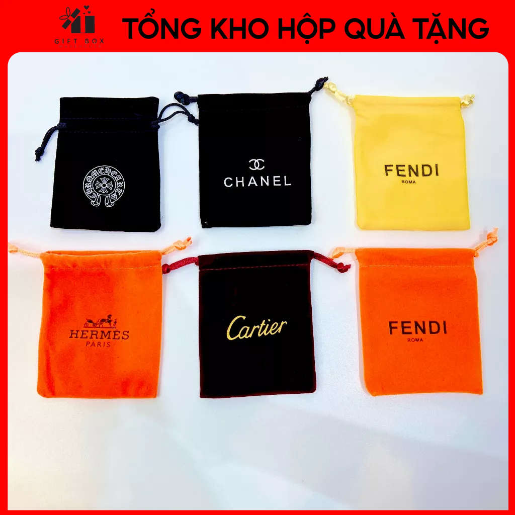 Túi vải nhung dây rút đựng trang sức/ vòng cổ/ vòng tay bằng vải nhung Gucci, LV, Pandora, Tiffany, Swrovski,...
