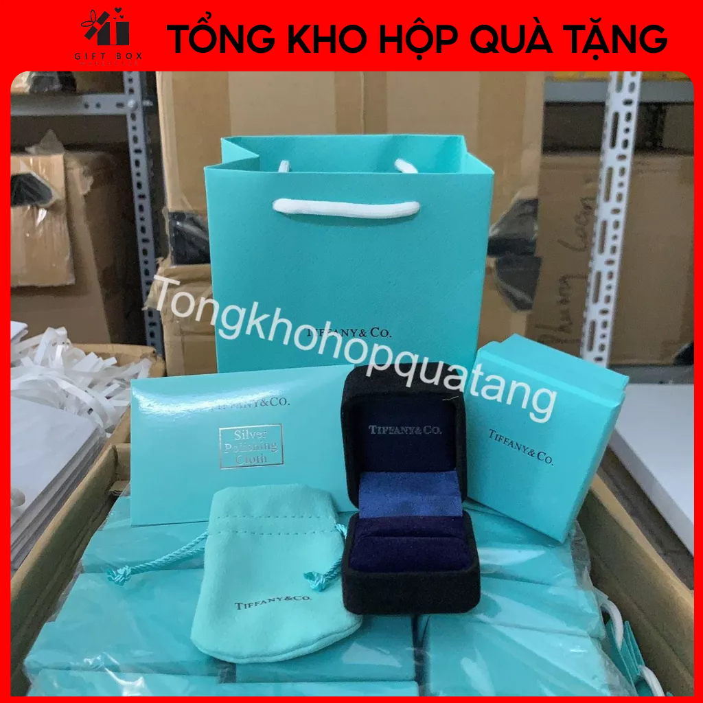 Bộ Túi Hộp Tiffany Nhung Cao Cấp Đựng Quà Tặng, Trang Sức Full Set Đầy Đủ Hộp, Túi Xách