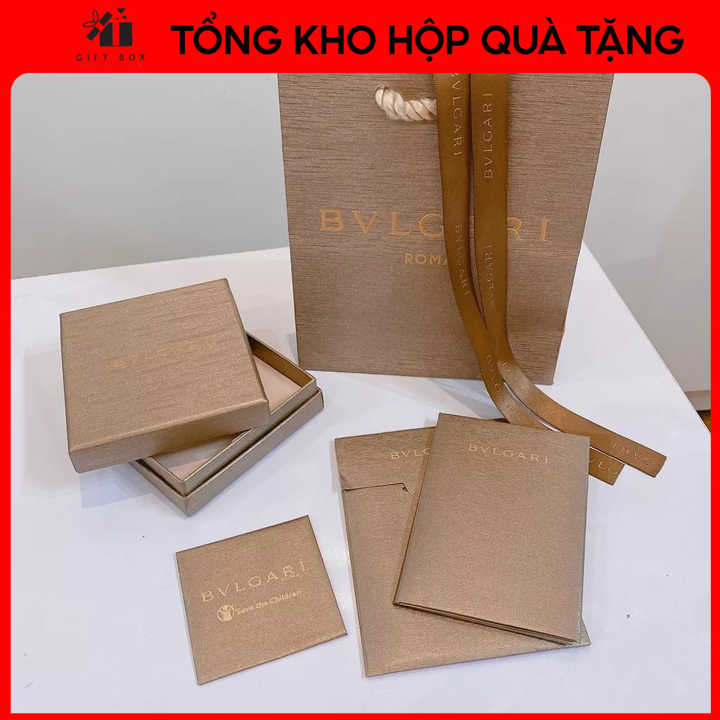 Bộ Túi Hộp Bvlgari đựng dây chuyền Fullbox đầy đủ hộp, túi xách, túi vải