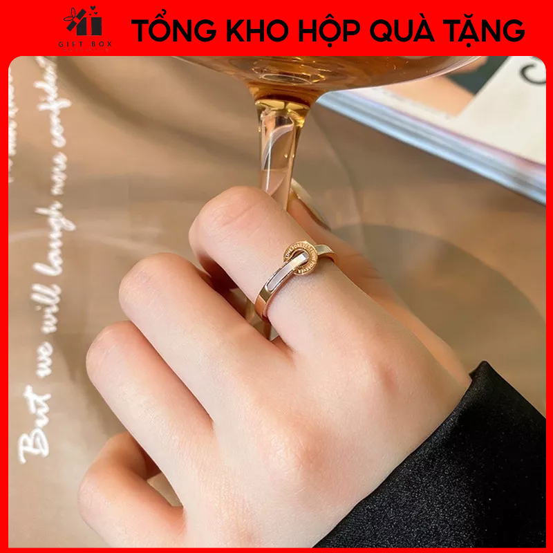Nhẫn nữ Hermes In Love Forever -Nhân titan không gỉ -Full box-Khắc tên theo yêu cầu