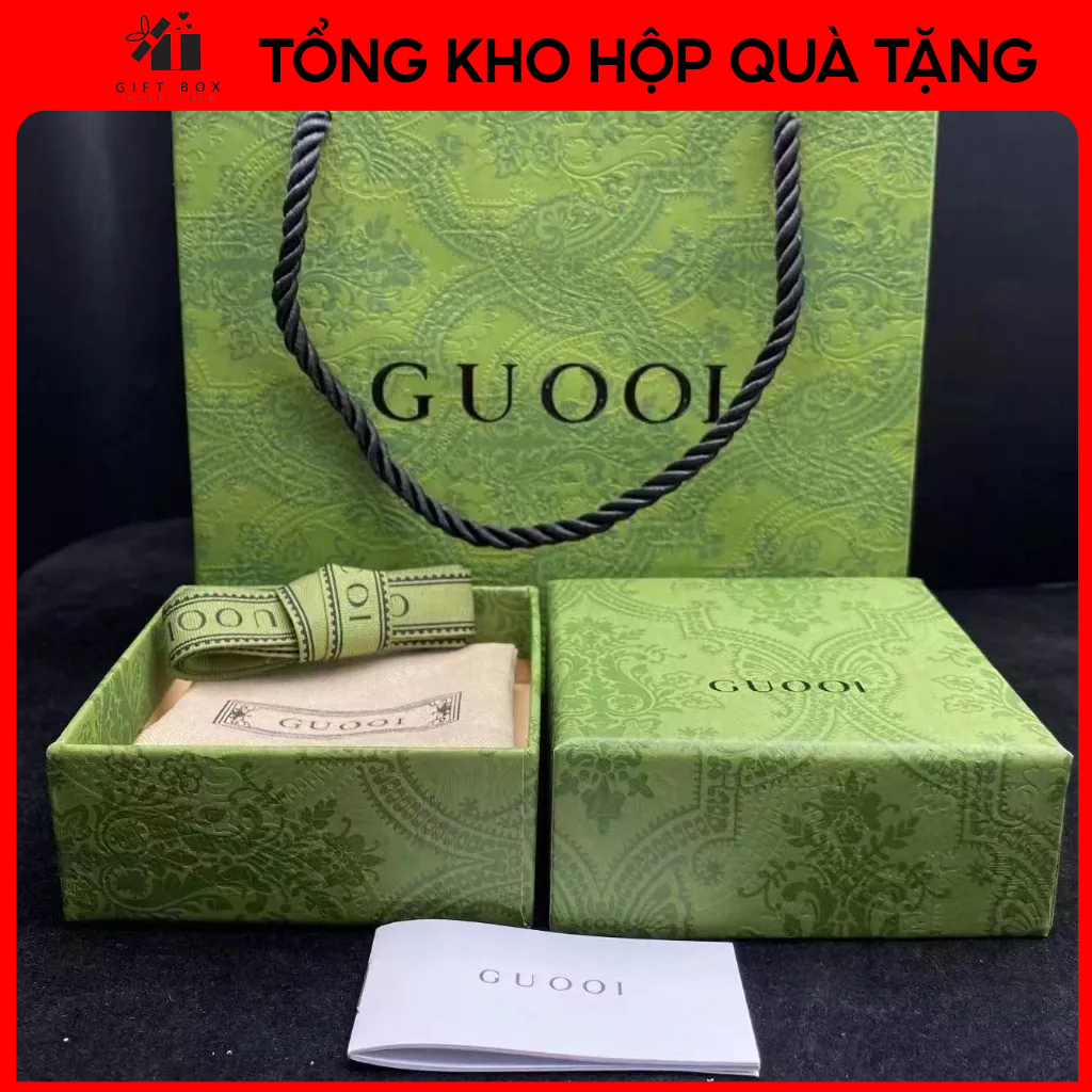 Hộp Gucci xanh kèm nơ đẹp - Hộp quà tặng - Hộp trang sức - Combo Túi hộp Gucci xanh Full Set