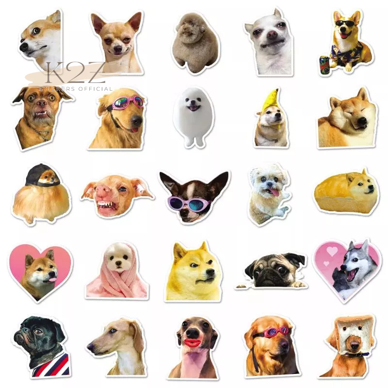 Gói 50 hình dán sticker mèo cute, chó vui nhộn chống nước, dán mũ bảo hiểm, laptop, điện thoại, chất liệu decal cao cấp.