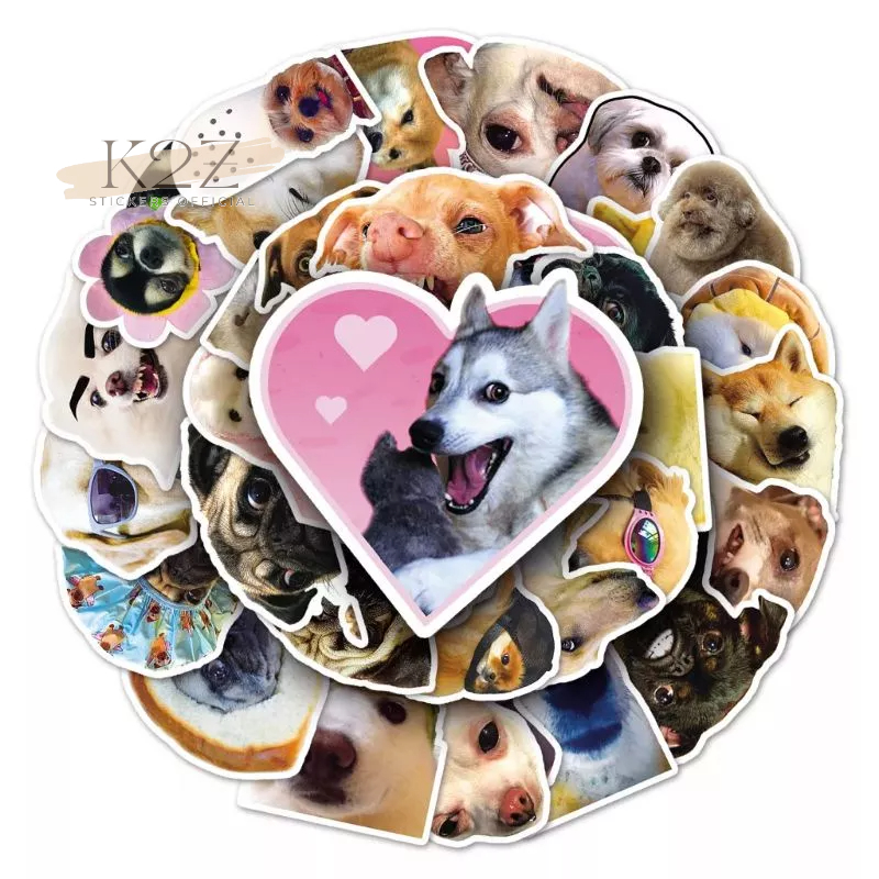 Gói 50 hình dán sticker mèo cute, chó vui nhộn chống nước, dán mũ bảo hiểm, laptop, điện thoại, chất liệu decal cao cấp.