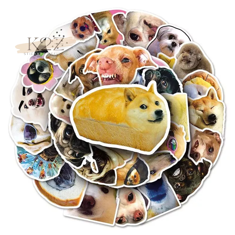 Gói 50 hình dán sticker mèo cute, chó vui nhộn chống nước, dán mũ bảo hiểm, laptop, điện thoại, chất liệu decal cao cấp.