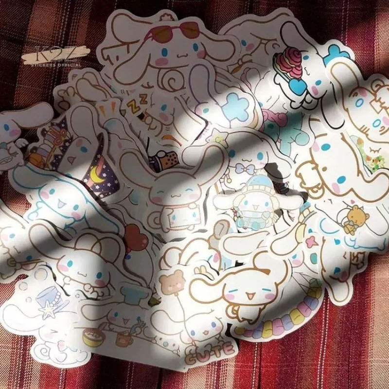 Bộ 50 hình dán sticker cinnamoroll tai dài cute cho bé dán điện thoại, mũ bảo hiểm, laptop chất liệu decal Vinyl cao cấp