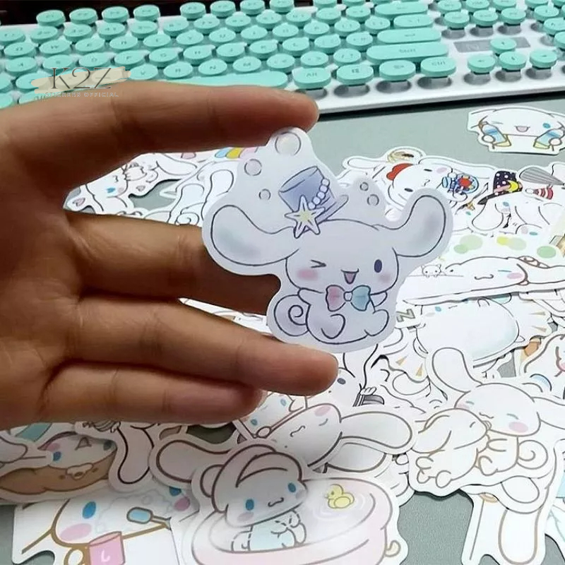 Bộ 50 hình dán sticker cinnamoroll tai dài cute cho bé dán điện thoại, mũ bảo hiểm, laptop chất liệu decal Vinyl cao cấp