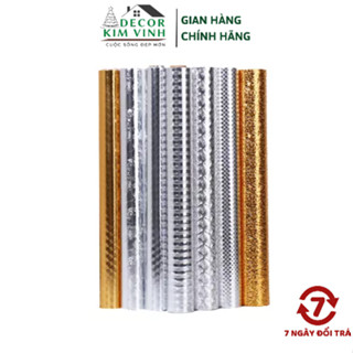 Decal Giấy Dán Bếp Tráng Nhôm Decor Kim Vinh Các Mẫu Vàng Bạc Keo Sẵn Khổ Rộng 60cm Cuộn 3m