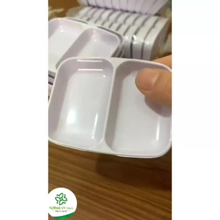 Đĩa chấm phíp 2 ngăn đựng nước chấm