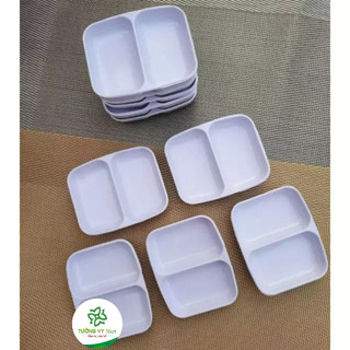 Đĩa chấm phíp 2 ngăn đựng nước chấm