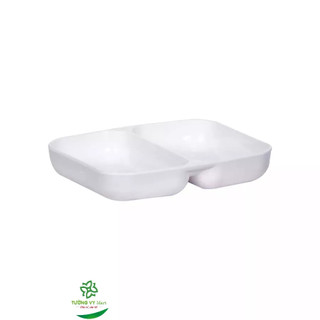 Đĩa chấm phíp 2 ngăn đựng nước chấm