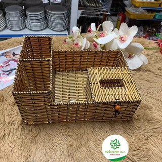 Ống đựng đũa đựng giấy giả mây đa năng