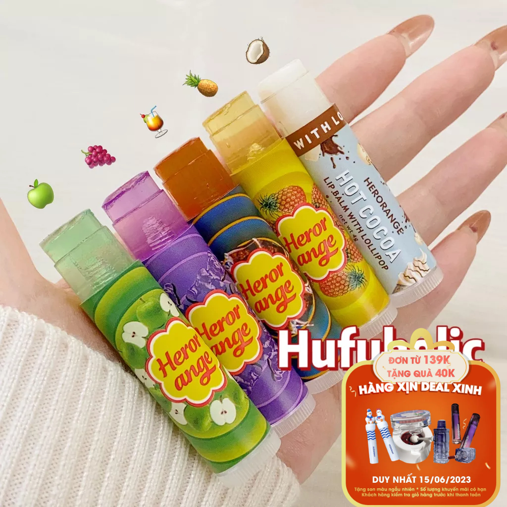 Son dưỡng HERORANGE kẹo ngọt dưỡng ẩm mềm môi Lollipop Lip Balm HERO61 HERO66
