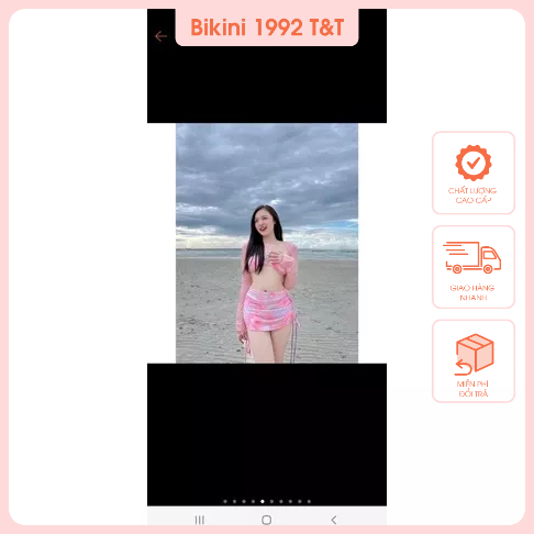 Bikini hai mảnh váy rút kèm áo hai lớp