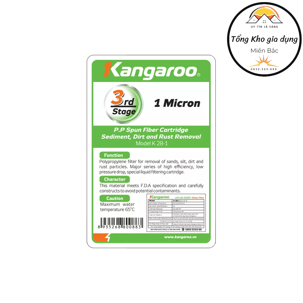 Lõi lọc số 3 Kangaroo – 1 MICRON hàng chính hãng