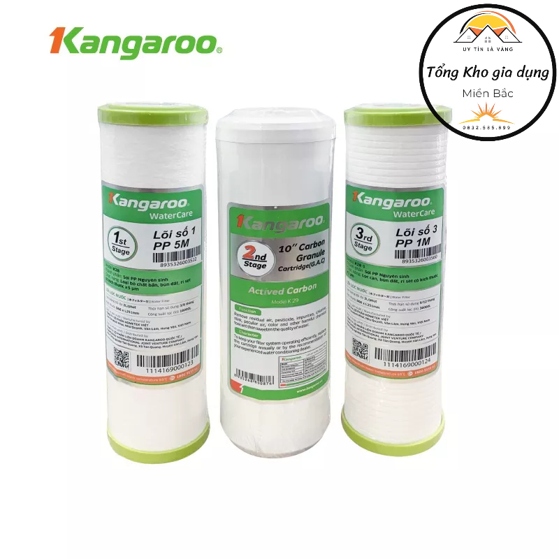 [Miễn Phí Vận Chuyển]Bộ Lõi lọc nước Kangaroo - Lõi 1/2/3 - cam kết hàng Chính hãng của kangaroo