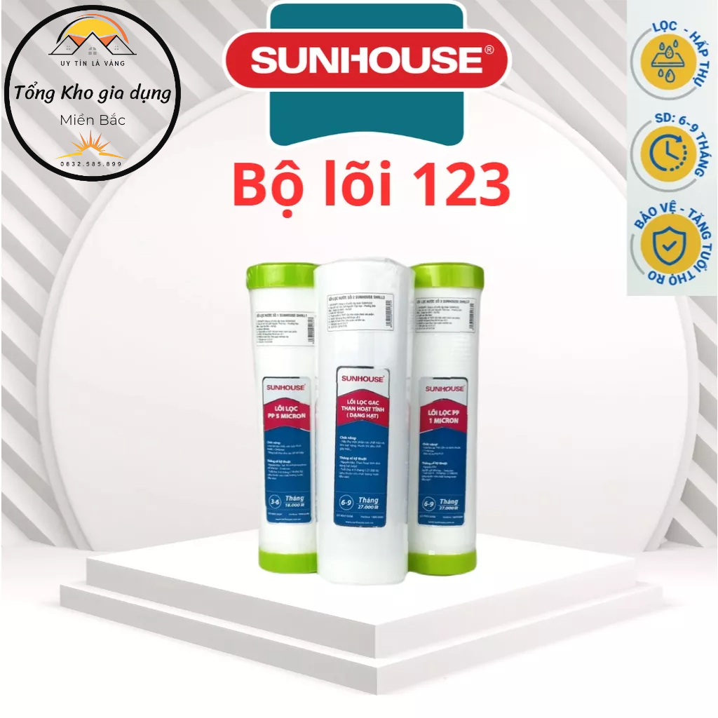 Bộ 3 Lõi Lọc Nước Sunhouse 123 Chính Hãng