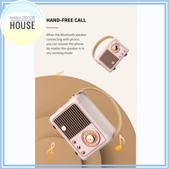 Loa Bluetooth mini cao cấp Zevaret Hm11 Phong Cách Retro hot 2022,phù hợp đi chơi, du lịch