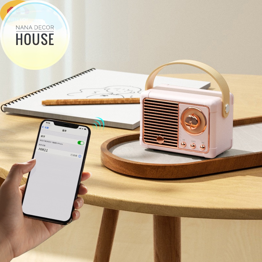 Loa Bluetooth mini cao cấp Zevaret Hm11 Phong Cách Retro hot 2022,phù hợp đi chơi, du lịch