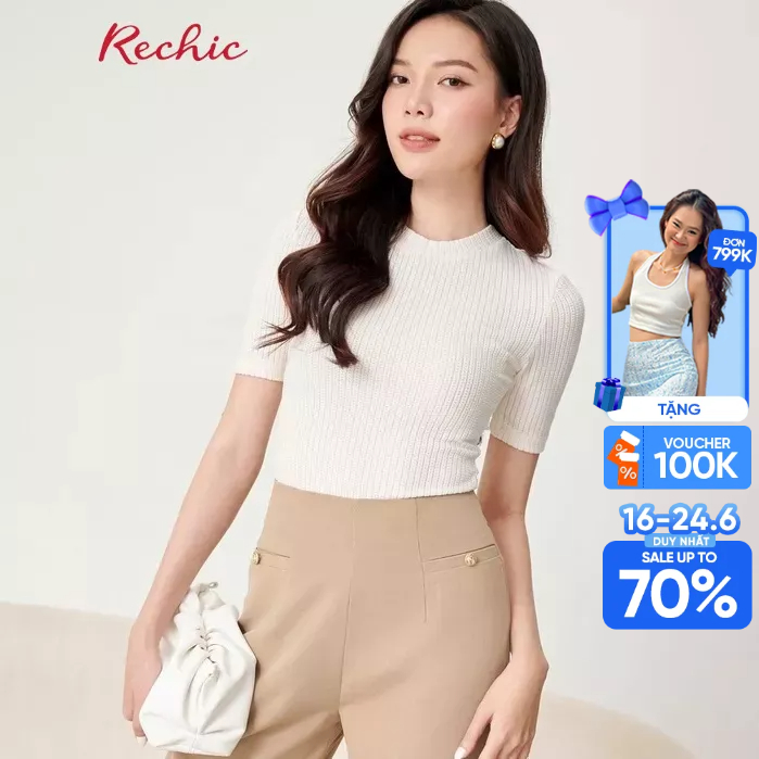 RECHIC Áo Thun Valley thoáng mát dày vừa phải dễ phối đồ công sở dạo phố