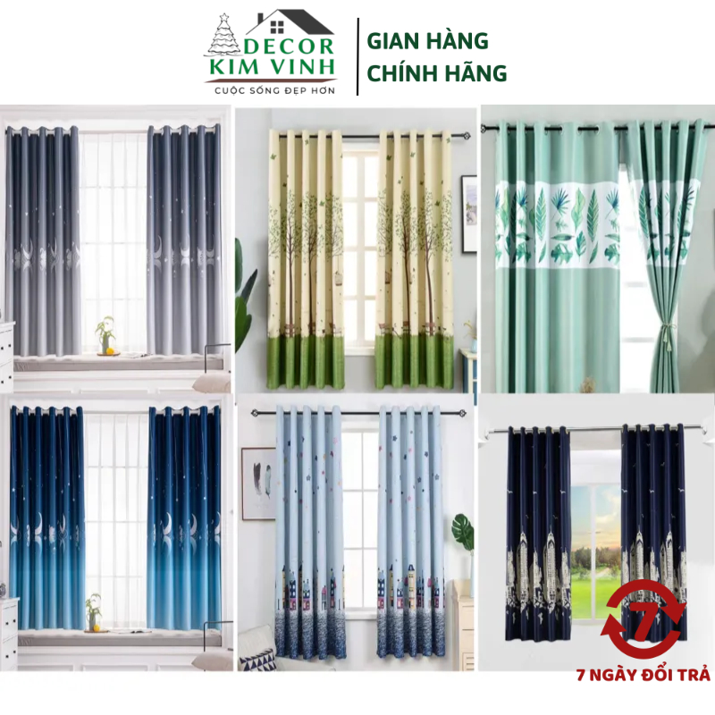 Rèm Vải Nhiều Mẫu Decor Kim Vinh Khoen Lỗ Cao 2 Mét BST02
