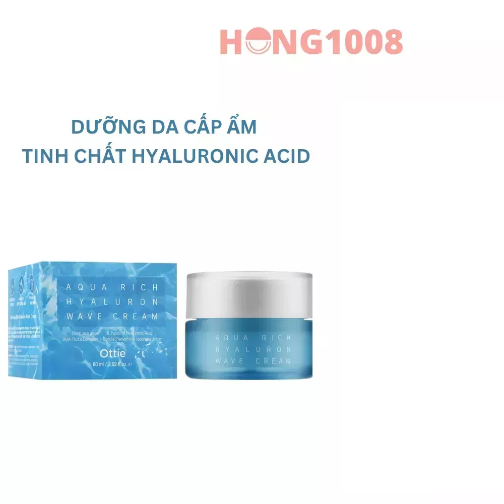 Kem Dưỡng Da Cấp Ẩm Tinh Chất Hyaluronic Acid Ottie Aqua Rich Hyaluron Wave Cream Gel 60g hong1008 Kem Cấp Ẩm Chuyên Sâu