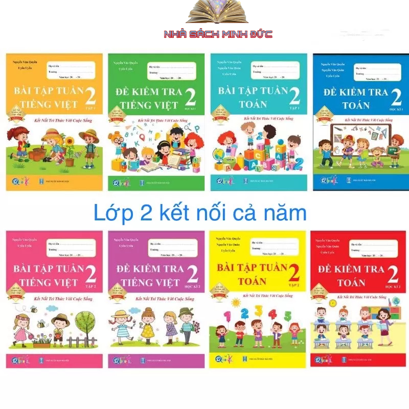 Sách - (Combo 8 cuốn Cả Năm Học) Bài Tập Tuần Và Đề Kiểm Tra Toán - Tiếng Việt lớp 2 - Kết Nối Tri Thức Với Cuộc Sống