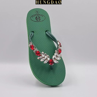 Dép xỏ ngón nữ HD đính đá xịn xò thời trang mang đi biển có đế chống trơn trượt đủ size nhiều màu