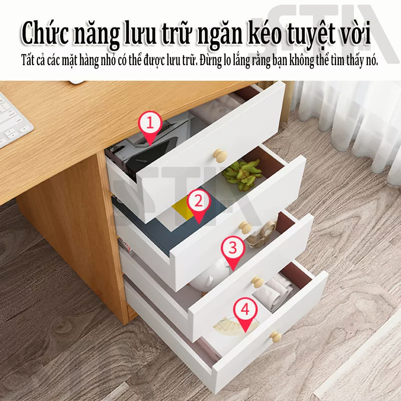 STA- Bàn Máy Tính Bằng Gỗ Có Ngăn Kéo Để 140/120CM
