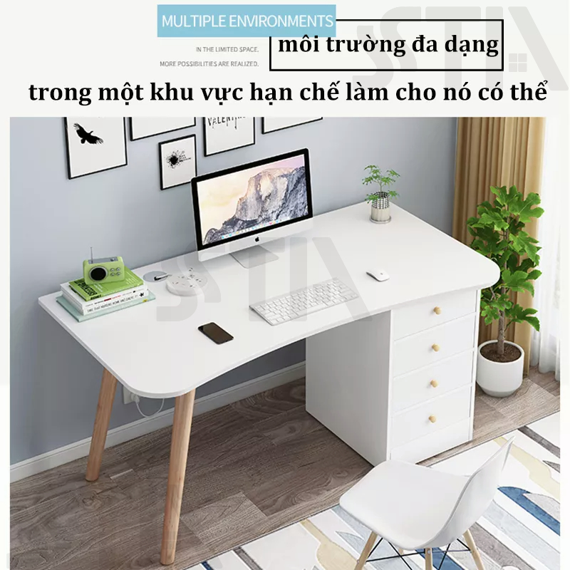 STA- Bàn Máy Tính Bằng Gỗ Có Ngăn Kéo Để 140/120CM