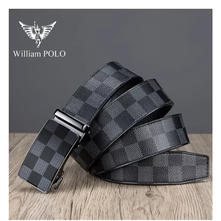 Thắt Lưng Nam Da Bò Thật 100% Cao Cấp Hàng Hiệu WilliamPOLO, Dây Nịt Nam Cao Cấp WP796 Hộp Gỗ Làm Quà Tặng, Quà Biếu