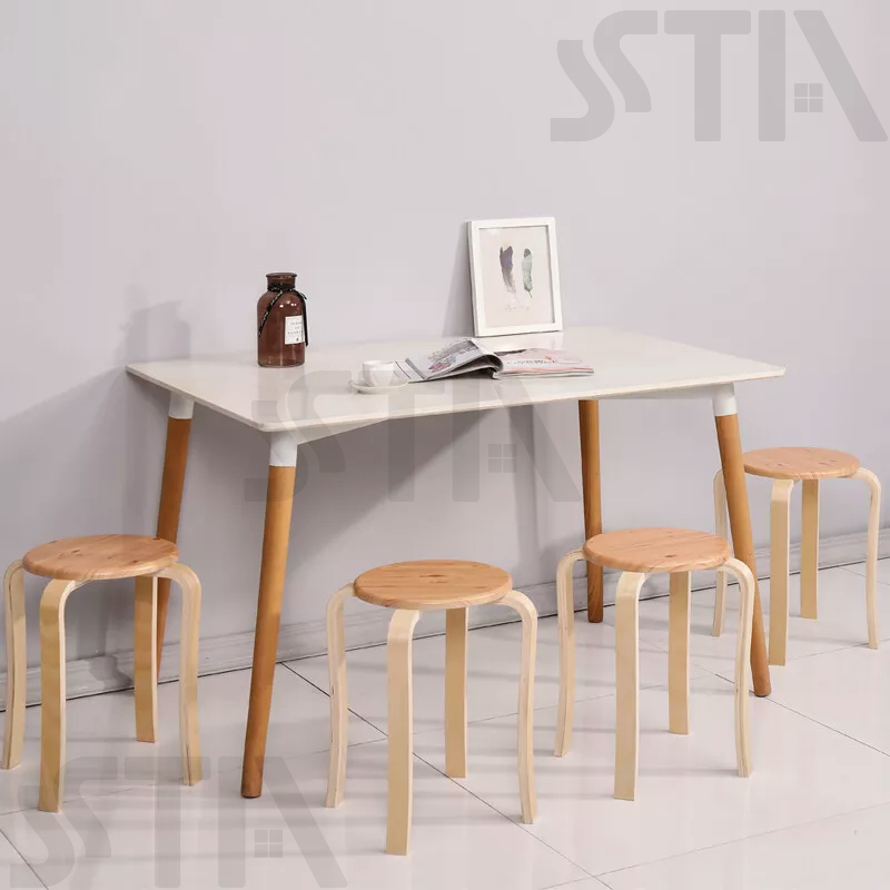 STA-Ghế gỗ mặt tròn chân dẹp