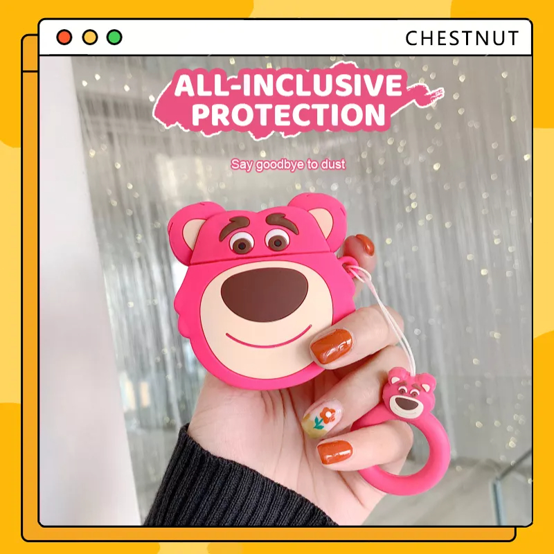 COD❤️Ốp tai nghe airpods Gấu Dâu 3D Silicone Cho ốp airpods 1 2 3 Pro-CT