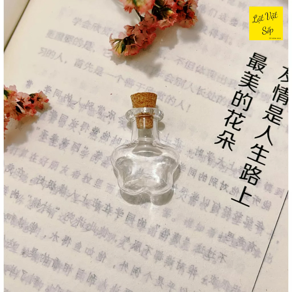 Lọ thủy tinh nút bần mini đựng điều ước, đá vụn, làm móc khóa,...