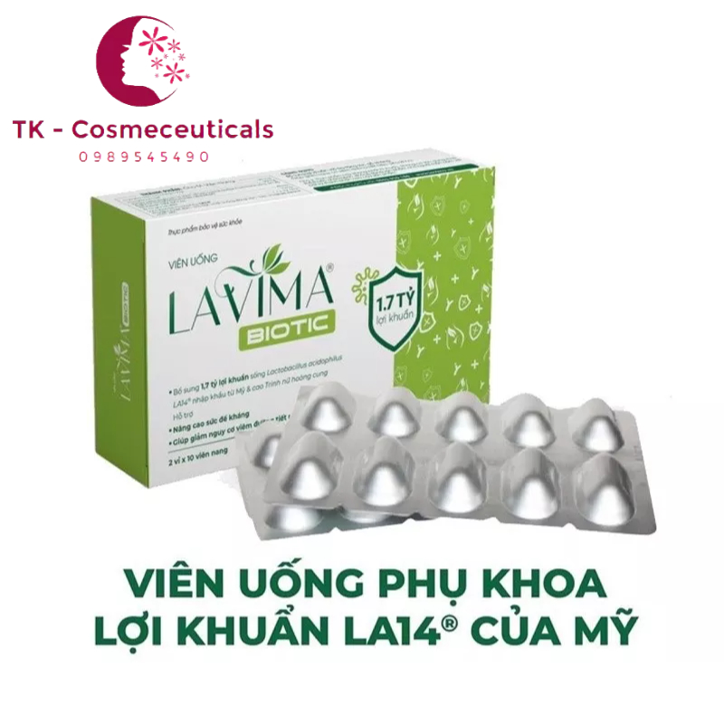 Viên Uống Phụ Khoa Men Vi Sinh Lavima Biotic Giảm Khí Hư, Ngứa Rát, Ngăn Ngừa Tái Phát - Hộp 20 Viên