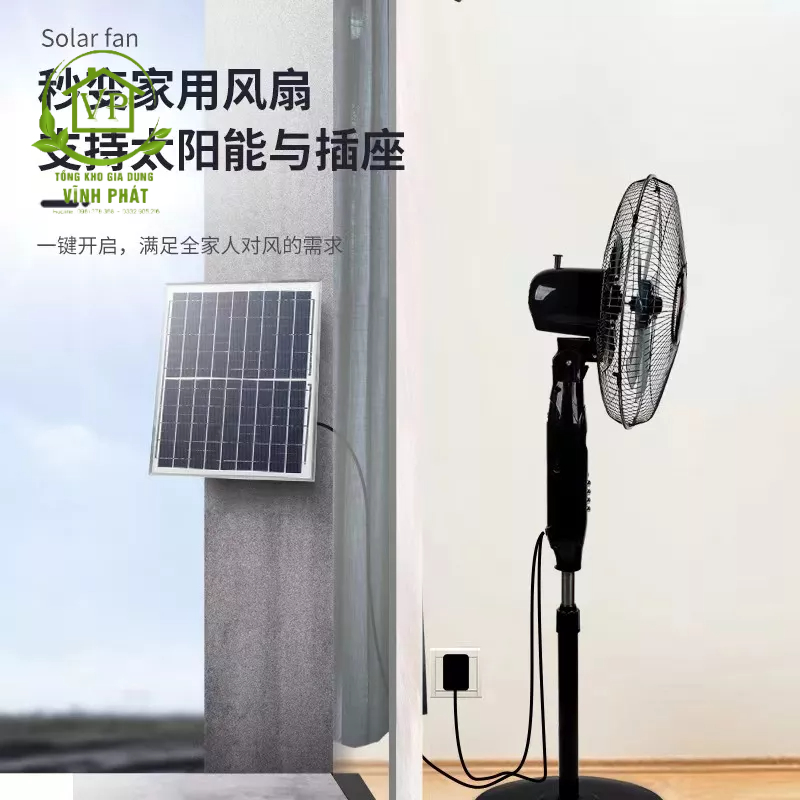 Quạt năng lượng mặt trời Solar Fan, quạt tích điện có đèn và cổng sạc USB- Quạt cây 88403