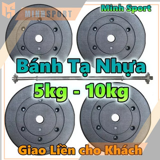 Bánh tạ nhựa 10kg đặc ruột - tạ miếng nhựa 10kg - sẵn kho giao liền