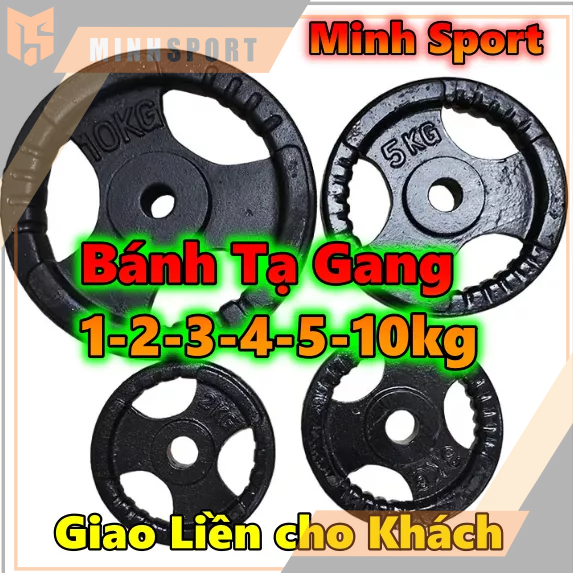 Bánh Tạ Gang 10kg - Tạ Miếng Gang 10kg - Sẵn Kho Giao Liền
