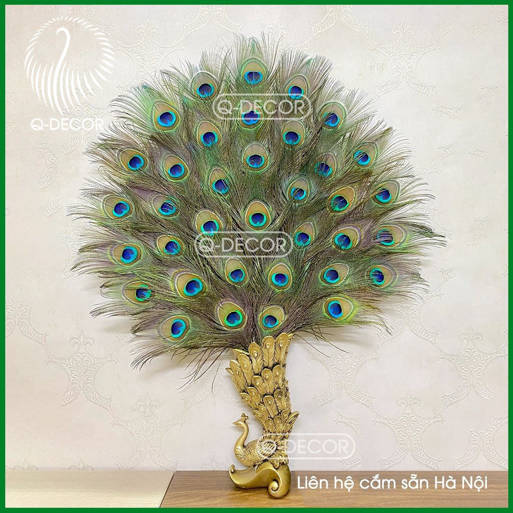 Bình cắm lông công phong thủy Q Decor, hình chim công, chất liệu nhựa Composite