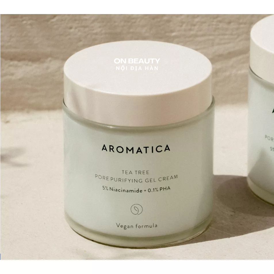 Kem dưỡng AROMATICA dạng gel tràm trà 5% Niacinamide 0.1% PHA làm sạch lỗ chân lông