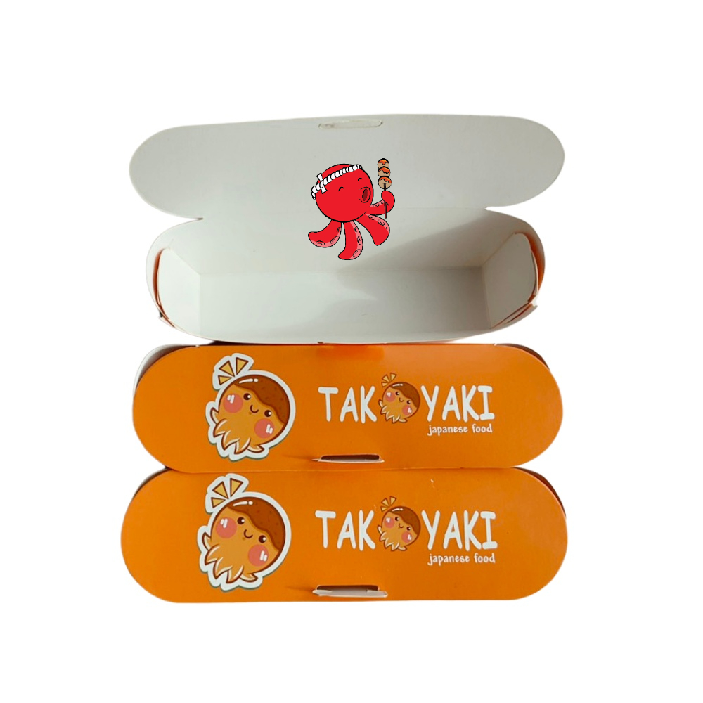 100 Hộp giấy đựng trứng cuộn xúc xích, hotdog bánh Takoyaki
