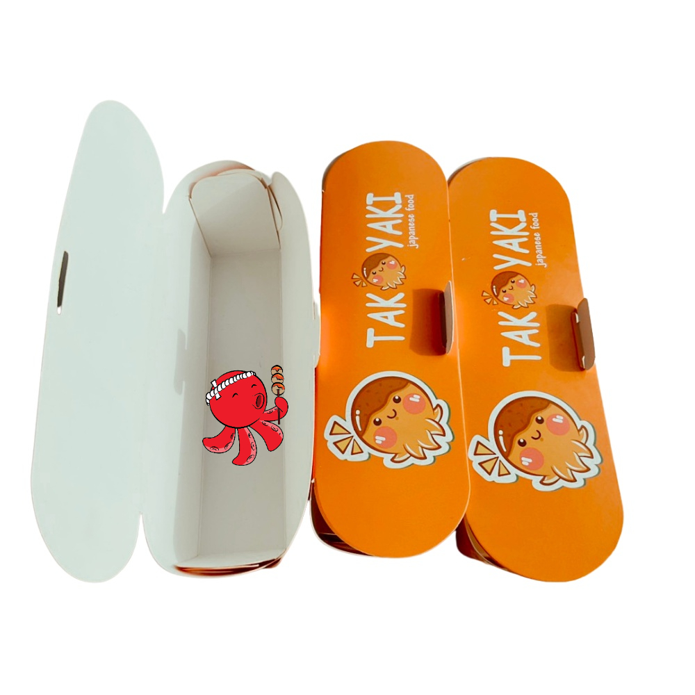 100 Hộp giấy đựng trứng cuộn xúc xích, hotdog bánh Takoyaki