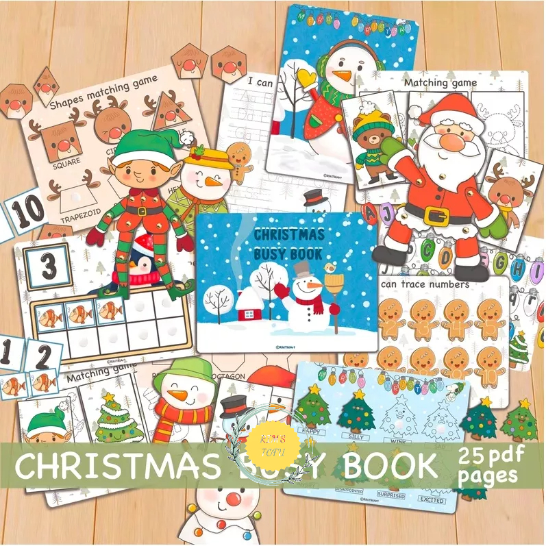 Bộ học liệu bóc dán Christmas Busy Book - quà tặng Giáng sinh cho bé