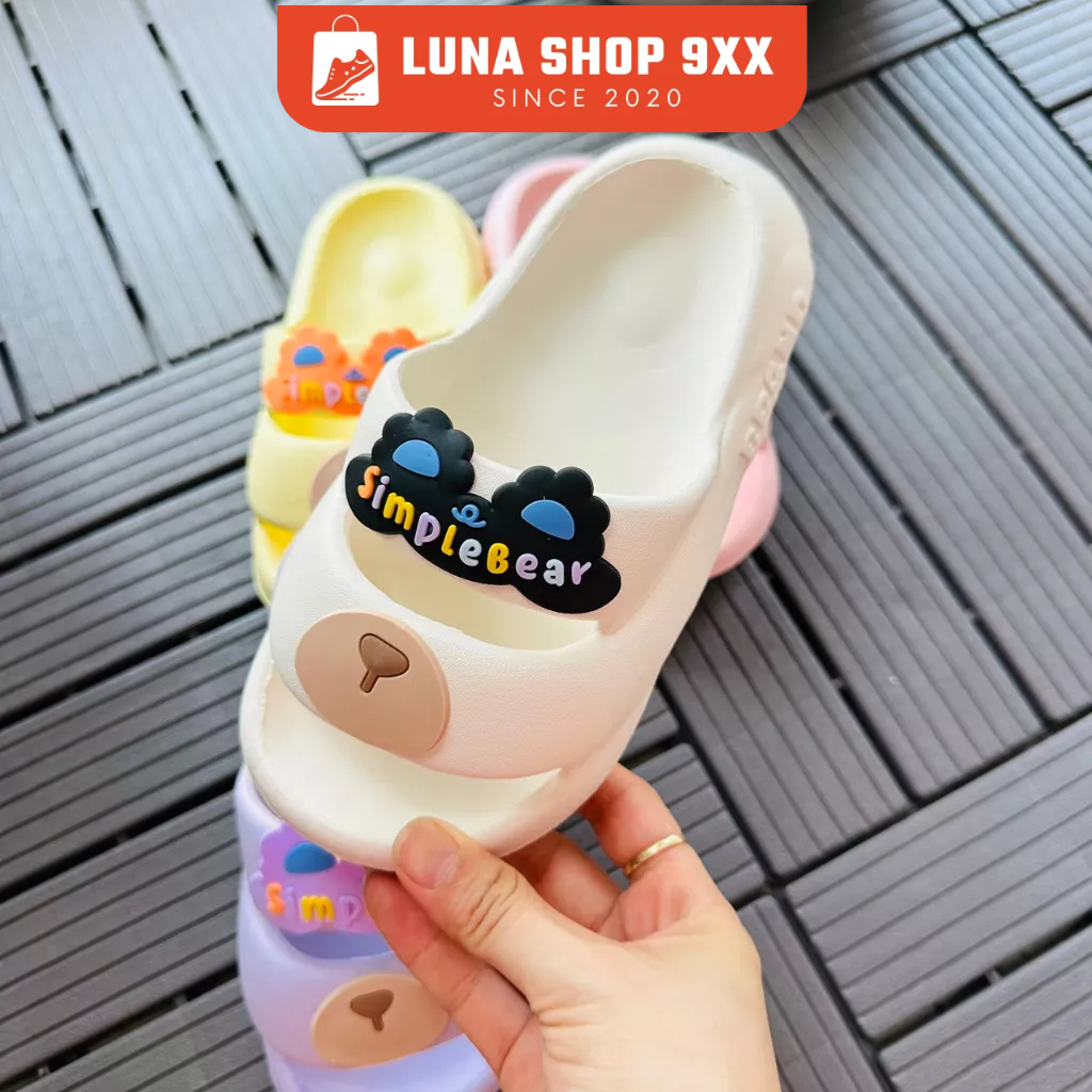 Dép Bánh Mì Nữ Quai Ngang Hình Mũi Gấu Siêu Cute Đúc Siêu Bền Kiểu Dáng Unisex Cho Mẹ Và Bé MS 6138