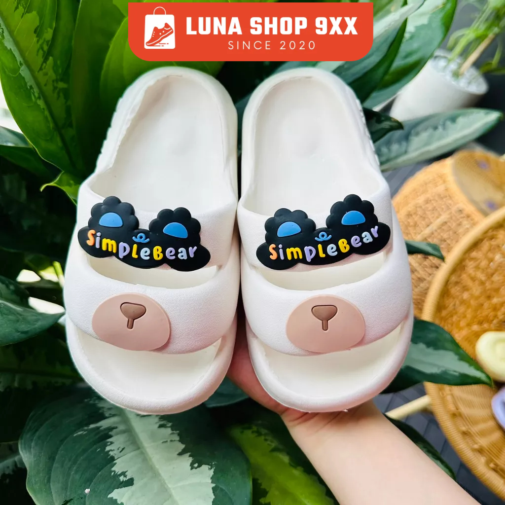 Dép Bánh Mì Nữ Quai Ngang Hình Mũi Gấu Siêu Cute Đúc Siêu Bền Kiểu Dáng Unisex Cho Mẹ Và Bé MS 6138