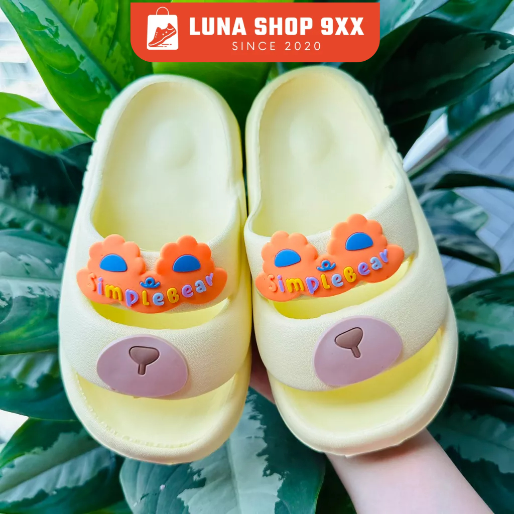 Dép Bánh Mì Nữ Quai Ngang Hình Mũi Gấu Siêu Cute Đúc Siêu Bền Kiểu Dáng Unisex Cho Mẹ Và Bé MS 6138